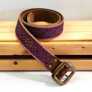 Buffalo Leather Burgundy Chocolate LUCKY BRAND Unisex Belt (L)